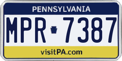 PA license plate MPR7387