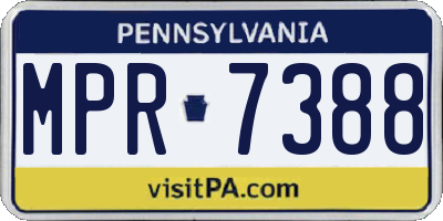 PA license plate MPR7388