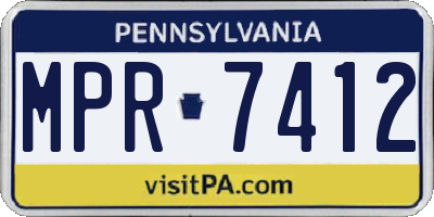 PA license plate MPR7412