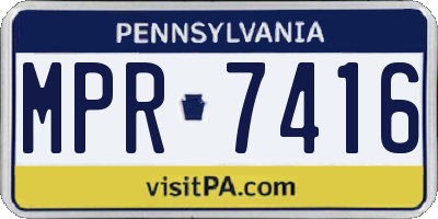 PA license plate MPR7416