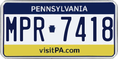 PA license plate MPR7418