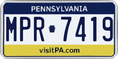 PA license plate MPR7419