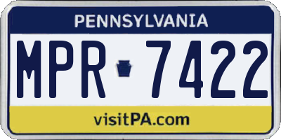 PA license plate MPR7422