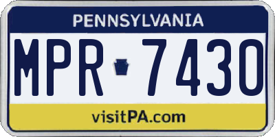 PA license plate MPR7430