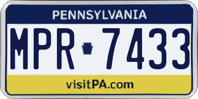 PA license plate MPR7433