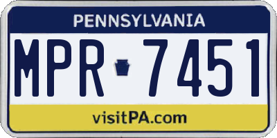 PA license plate MPR7451