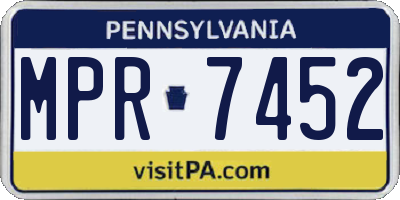 PA license plate MPR7452