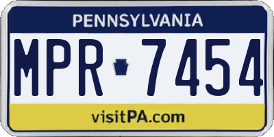 PA license plate MPR7454