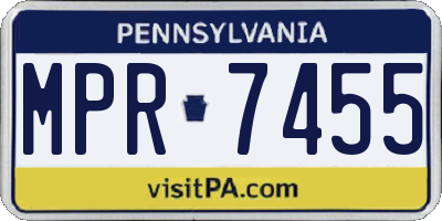 PA license plate MPR7455
