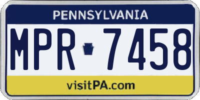 PA license plate MPR7458