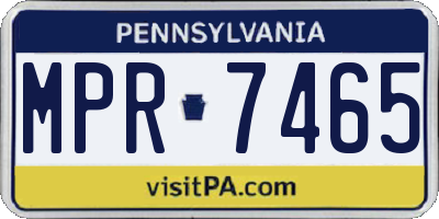 PA license plate MPR7465