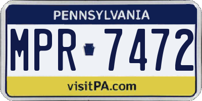 PA license plate MPR7472