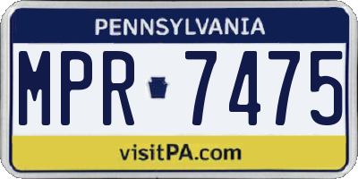 PA license plate MPR7475