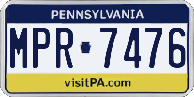 PA license plate MPR7476