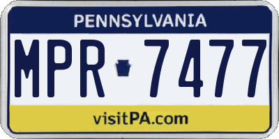 PA license plate MPR7477