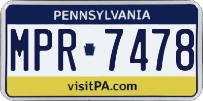 PA license plate MPR7478