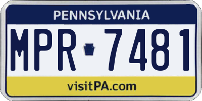 PA license plate MPR7481