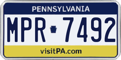PA license plate MPR7492