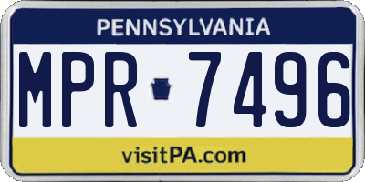 PA license plate MPR7496