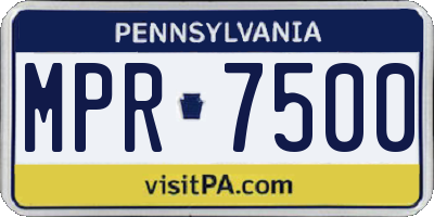PA license plate MPR7500