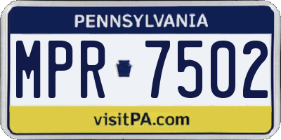 PA license plate MPR7502