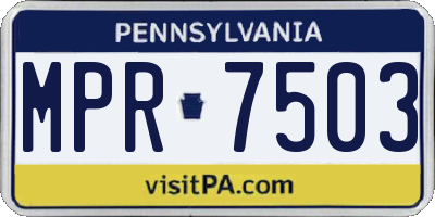 PA license plate MPR7503