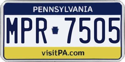 PA license plate MPR7505