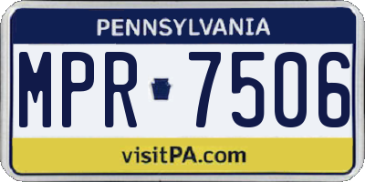 PA license plate MPR7506