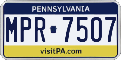 PA license plate MPR7507