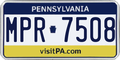 PA license plate MPR7508