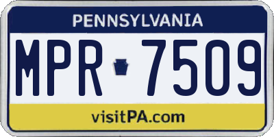 PA license plate MPR7509