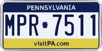 PA license plate MPR7511