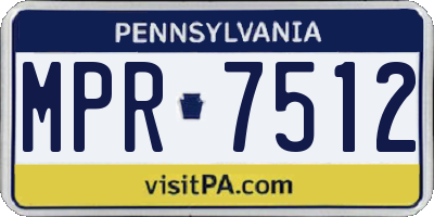 PA license plate MPR7512