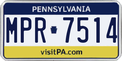 PA license plate MPR7514
