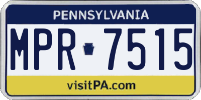 PA license plate MPR7515