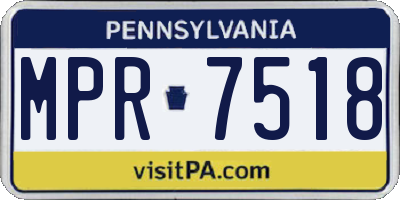 PA license plate MPR7518
