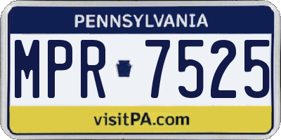 PA license plate MPR7525