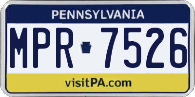 PA license plate MPR7526