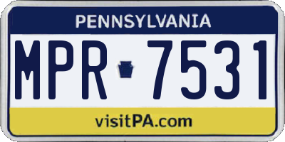PA license plate MPR7531