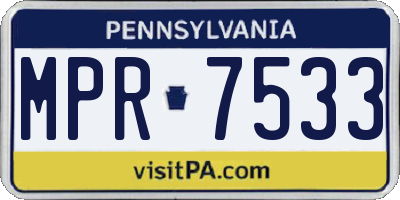 PA license plate MPR7533