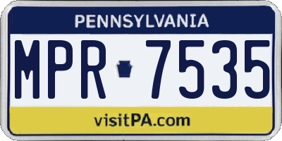 PA license plate MPR7535