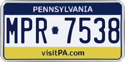 PA license plate MPR7538