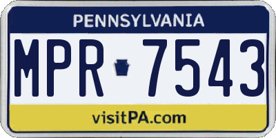 PA license plate MPR7543