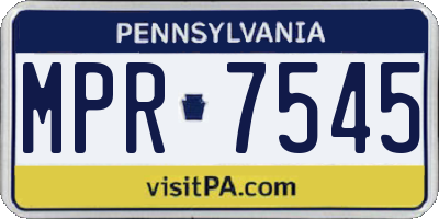 PA license plate MPR7545