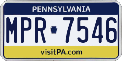 PA license plate MPR7546