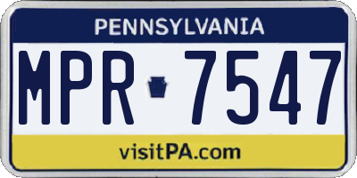 PA license plate MPR7547
