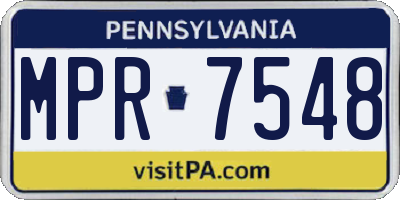 PA license plate MPR7548