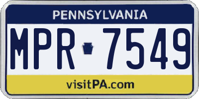 PA license plate MPR7549