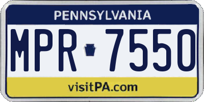 PA license plate MPR7550