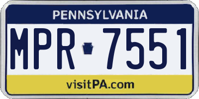 PA license plate MPR7551